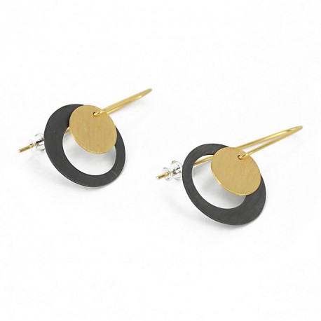 Earrings Design Silver 925  Goldplated oxidiert -