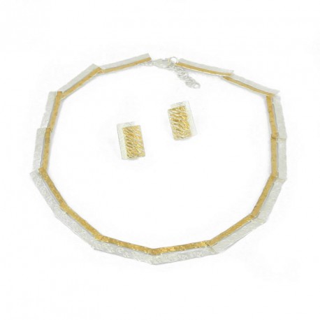 Necklace Silver vergoldet 14 elements silver goldplated -