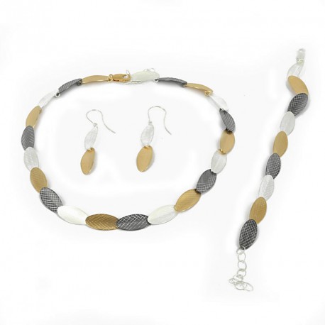 Necklace Silver oxidized Goldplated -