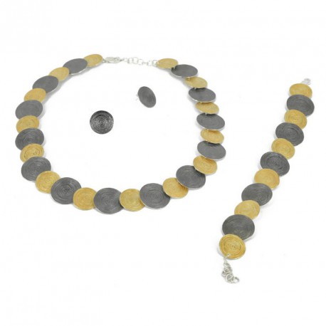 Necklace Silver Goldplated and oxidized  -