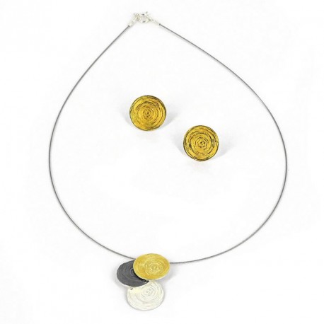 Pendant Silver oxidized and Goldplated  -