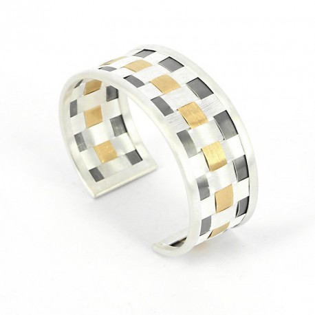 Bracelet Silver 925, Goldplated, oxidized -