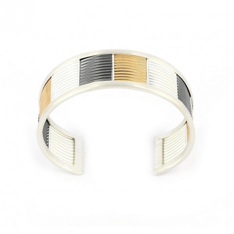 Bracelet tricolour. Silver goldplated, oxidized and Silver -