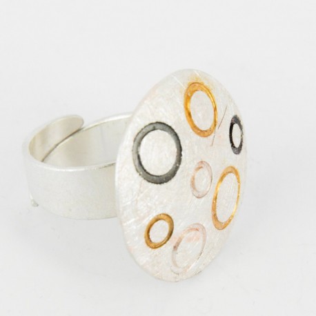 Ring open Silber Goldplated ruthinized  -
