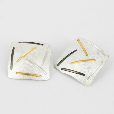 Earclips Silver Goldpalted and oxidized - 21367