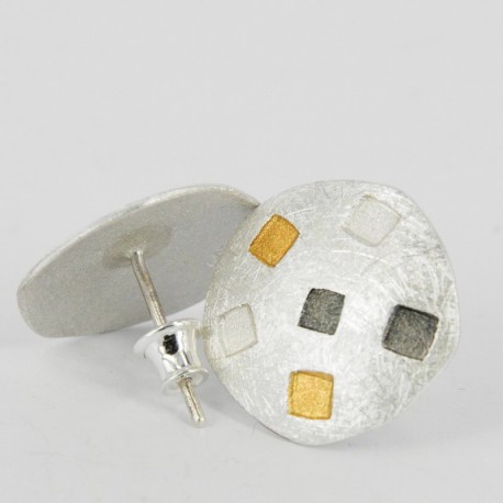 Earrings Stickers round Silver ruthinized goldplated. Diameter: 20 mm - 21414