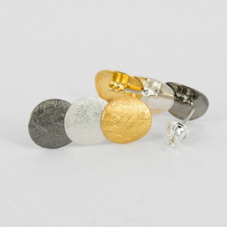 Earrings Silver-Goldplated, Ruthenium Plated - 21418-M