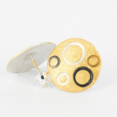 Earstickers Silver, oxidized, Goldplated - 21470
