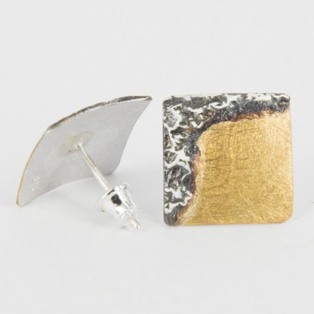 Earrings Silver Golplated and oxidized - 21479