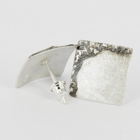 Earstickers Square Silver oxidized  - 21479B