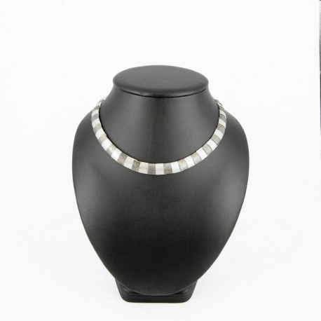 Necklace Silver 925 and Silver oxidized. Necklace with square elements and Hook fastener - 21501