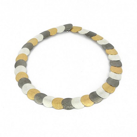 Necklace Silver 925, oxidized and Goldplated - 21518