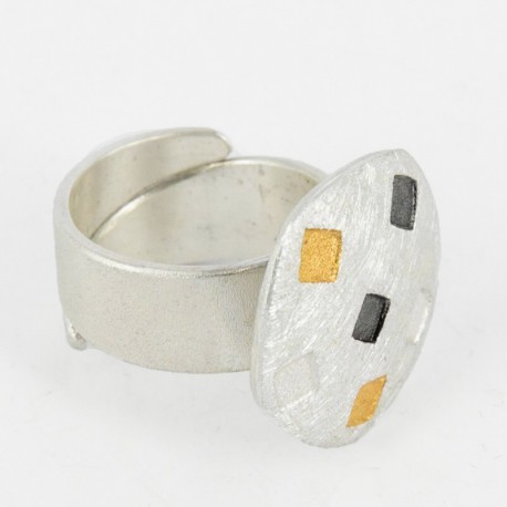 Ring open Silver / oxiized, Goldplated - 21614