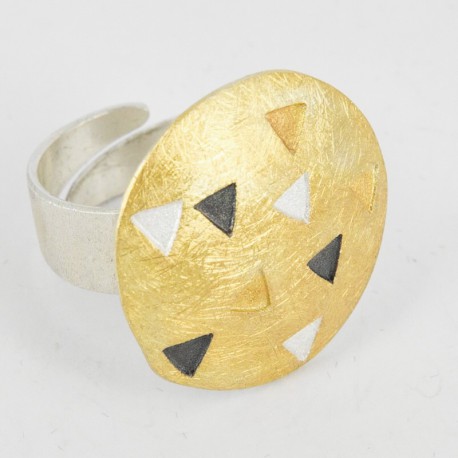 Ring offen rund Silber Goldplated / 3 eckig in 3 colours - 21629