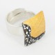 Ring open with Base Square in Silver Goldplated and oxidized. 28 mm Diameter - 21679