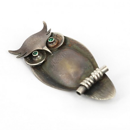 Brosche-Anhänger Silber oxididert Uhu