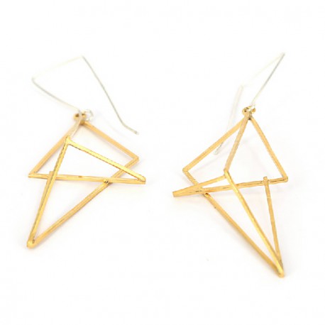 Earrings Geometric Design Silver Goldplated