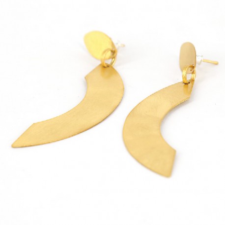 Pendientes de presión de Plata chapado en Oro. Largo: 8 cm