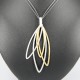 Necklace Steel lang and Pendant Silver Goldplated  - ZW56I