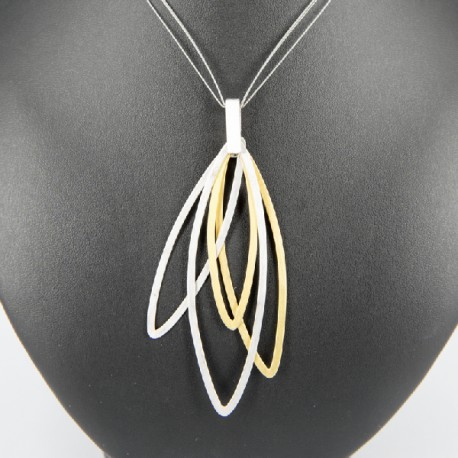 Necklace Steel lang and Pendant Silver Goldplated  - ZW56I