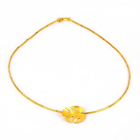 Collar hoja con Zirkonia