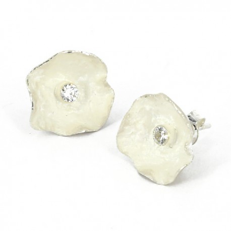Pendientes Plata de 1,3 cm diam. + zyrkonia 3mm