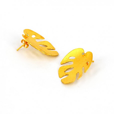 Pendientes Plata chapada en Oro con Zirkonia  1,5 mm (23x15 mm)