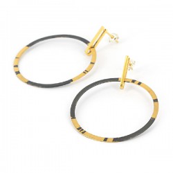 Earrings Design with Stud Silver Goldplated oxidized roundform.