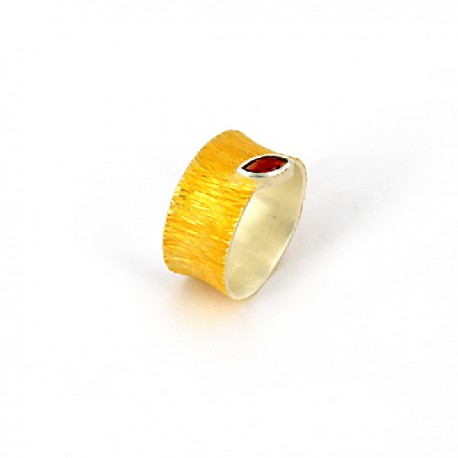 Ring Silber Goldplated Granat