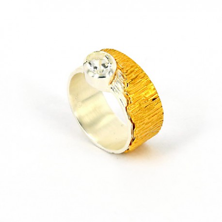 Ring Silver with white Topas