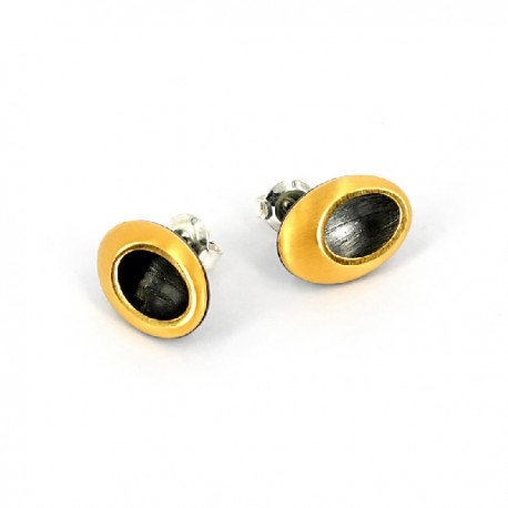 Earrings Silver Goldplated oxidized