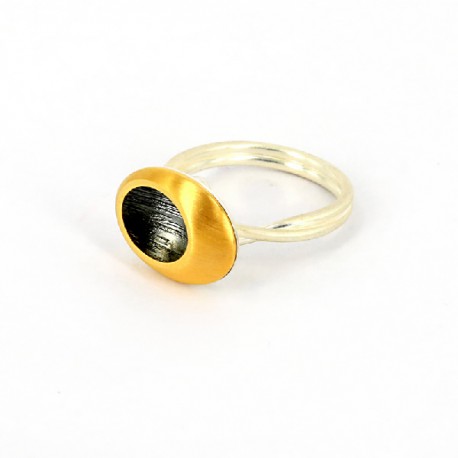 Ring Silver Goldplated oxidized