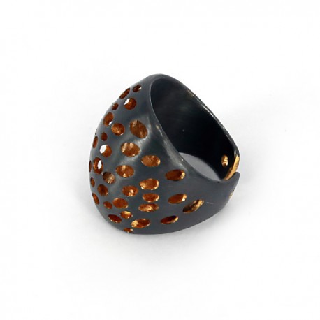 Ring Silver Goldplated oxidized -