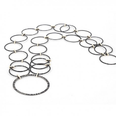 Necklace Silver oxidized. Length total: 100 cm