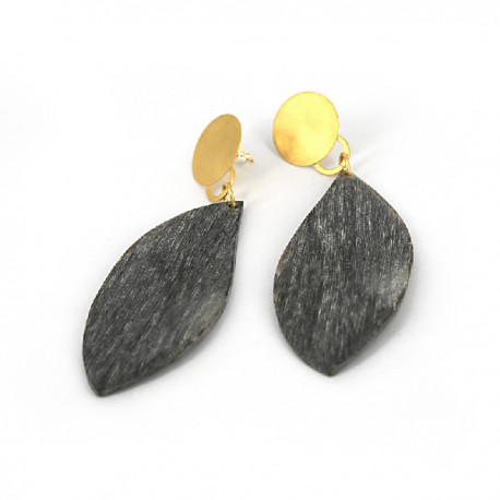 Pendientes Plata chapada en Oro y Cuerno
