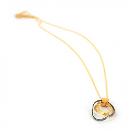 Collar - cadena corto con colgante de Plata chapado en Oro y combinado en óxido