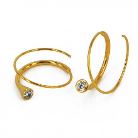 Pendientes Spiral Plata chapado Oro y Zirconita
