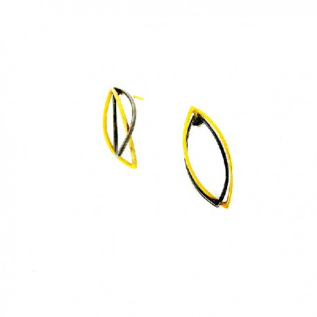 Pendientes Diseño Plata dorada y óxidada