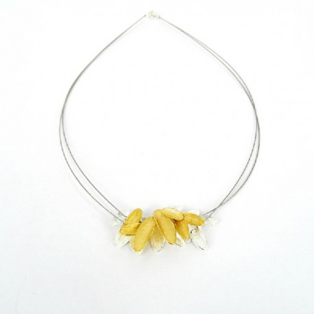 Collar acero y Plata chapado en Oro