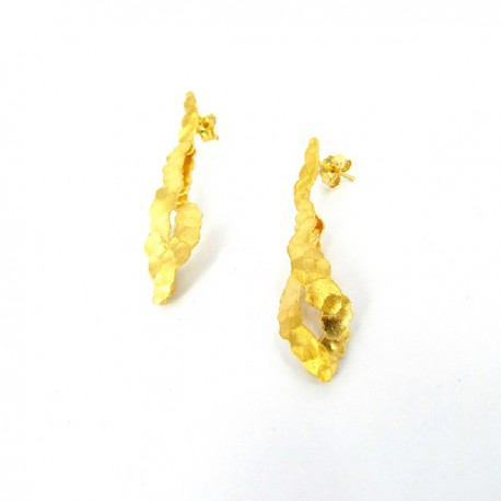 Pendientes diseño y acabados de alta calidad Plata chapados en Oro