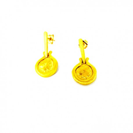 Pendientes Moneda romana artesanal Plata chapado Oro