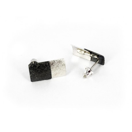 Earrings Silver 925 and Silver rutheniumplated (2 x 1 cm) - 21401-M