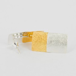 Earrings Geometrics Silver  Goldplated rectangular form