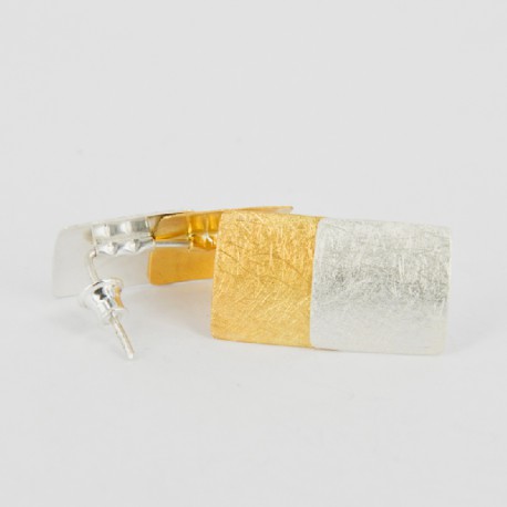 Earrings Geometrics Silver  Goldplated rectangular form