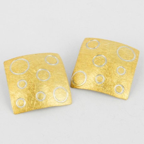 Earrrings Clips Silver Golplated 4 eckig