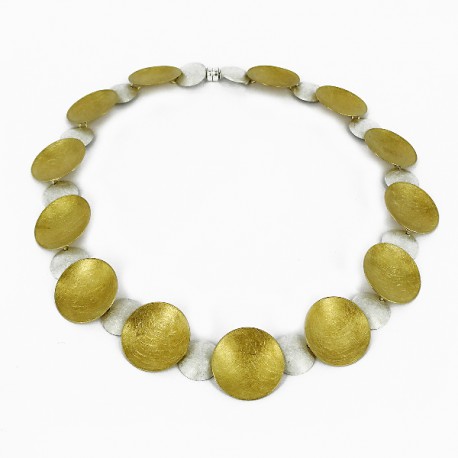 Necklace Circles Silver Goldplated. Magnet Clasp 45 cm long