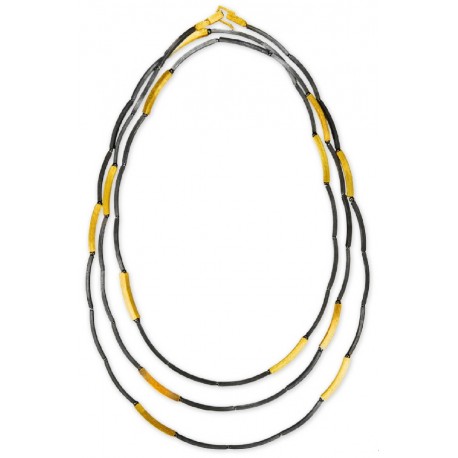 Collar Slim extra largo Plata oxidada y baño de oro