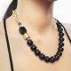 Collar Onyx y Plata chapado en Oro