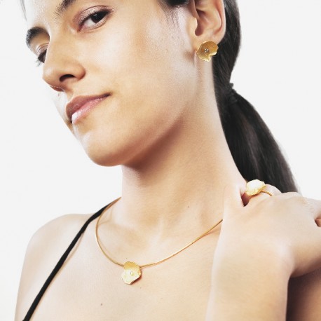 Collar Artesanal  Plata chapado en Oro + Zyrkonia
