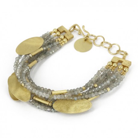 Armband Labradorit mit Silber vergoldet